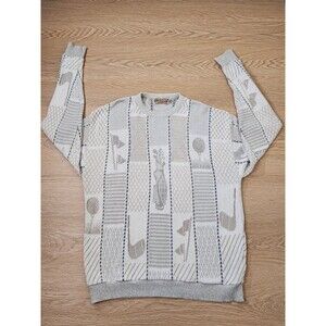 Vtg Shenandoah Sweater Mens Large 3-D Knit Made in USA Chunky Textured Golf Bag